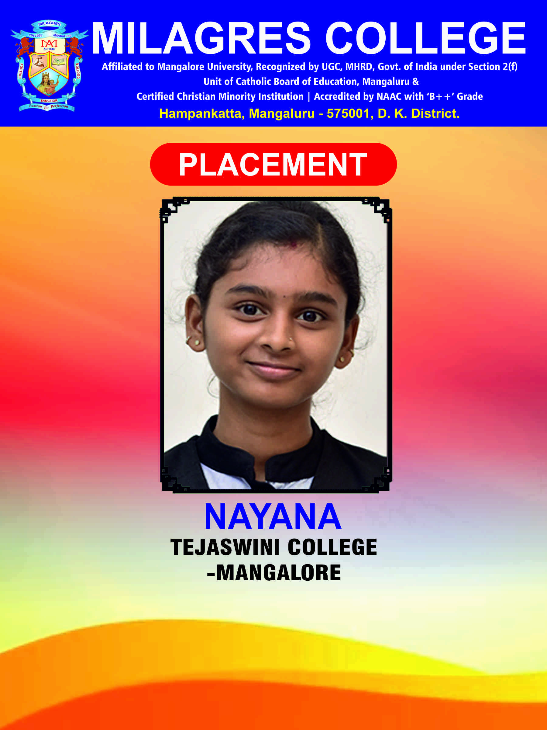 Successfully placed student